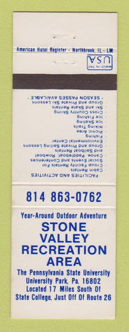 Matchbook Cover - Stone Valley Recreation Area State College PA area