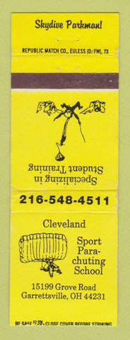 Matchbook Cover - Cleveland Parachuting School Garrettsville OH Skydiving