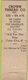 Matchbook Cover - Crown Thread Co New York City Midget