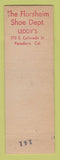 Matchbook Cover - Florsheim Shoes Pasadena CA Leddy's WEAR