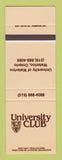 Matchbook Cover - University Club of Waterloo ON SAMPLE