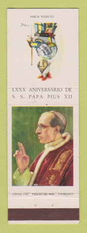 Matchbook Cover - Pope Pius XII Brazil Catholic
