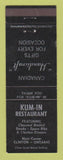 Matchbook Cover - Kum In Restaurant Clinton ON