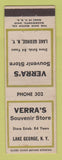 Matchbook Cover - Verra's Souvenir Store Lake George NY low phon e#