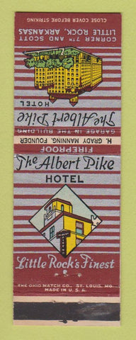 Matchbook Cover - Albert Pike Hotel Little Rock AR
