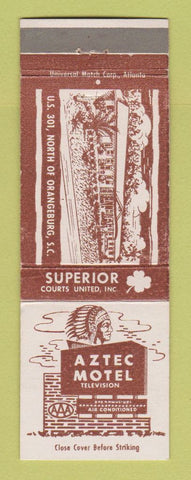 Matchbook Cover - Aztec Motel Orangeburg SC