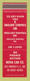 Matchbook Cover - Nova Car Financing Kansas City MO SAMPLE