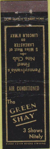 Matchbook Cover - Green Shay Lancaster PA Midget