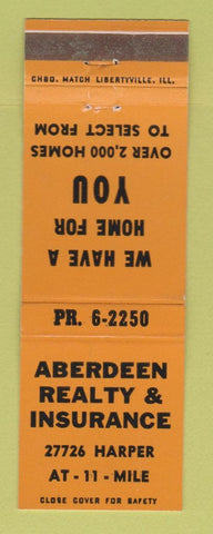 Matchbook Cover - Aberdeen Realty Insurance Detroit MI