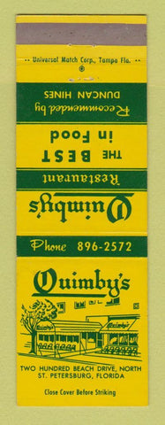 Matchbook Cover - Quimby's Restaurant St Petersburg FL BACK WEAR