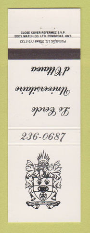 Matchbook Cover - Le Cercle University of Ottawa ON