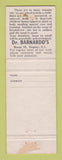 Matchbook Cover - Bernardo's Children's Homes Longon UK WEAR