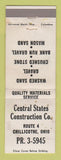 Matchbook Cover - Central States Construction Chillicothe OH WORN