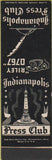 Matchbook Cover - Indianapolis Press Club SAMPLE IN Midget