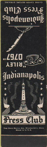 Matchbook Cover - Indianapolis Press Club SAMPLE IN Midget