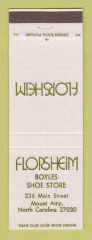 Matchbook Cover - Florsheim Shoes Boyles Mount Airy NC