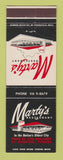 Matchbook Cover - Marty's Restaurant St Augustine FL BAKC WEAR