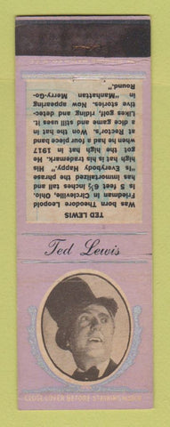 Matchbook Cover - Diamond 1930's Movie Stars Ted Lewis