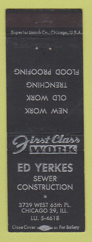 Matchbook Cover - Ed Yerkes Sewer Construction Chicago IL