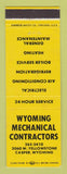 Matchbook Cover - Wyoming Mechanical Contractors Casper WY