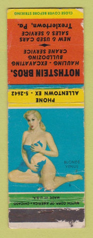 Matchbook Cover - Nothstein Bros Excavating Crane Trexlertown PA pinup WEAR