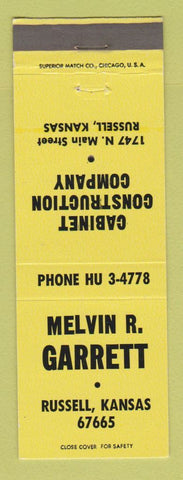 Matchbook Cover - Melvin Garrett Cabinet Construction Russell KS