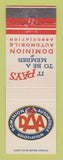 Matchbook Cover - Dominion Auto Club Canada DAA