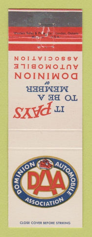 Matchbook Cover - Dominion Auto Club Canada DAA