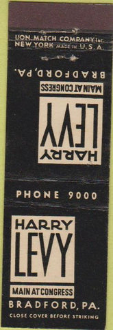 Matchbook Cover - Harry Levy Bradford PA Midget