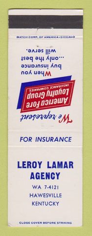 Matchbook Cover - Leroy Lamar Insurance Agency Hawesville KY