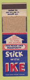 Matchbook Cover - Dwight Eisenhower for President Stick With Ike