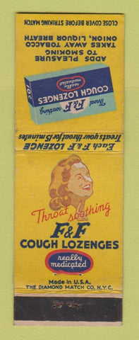 Matchbook Cover - F&F Cough Lozenges Drops WEAR