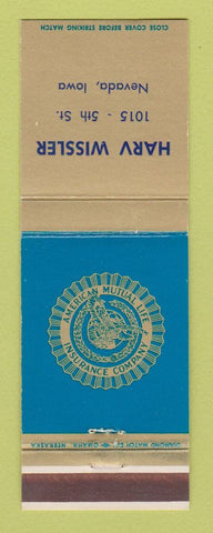Matchbook Cover - American Mutual Life Insurance Harv Wissler Nevada IA