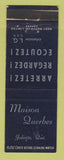 Matchbook Cover - Masion Querbes Joliette QC WEAR