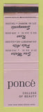 Matchbook Cover - Ponce Beauty College San Mateo Palo Alto CA Reno NV WORN