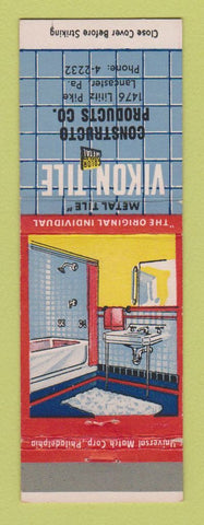 Matchbook Cover - Vikon Metal Tile Constructo Lancaster PA