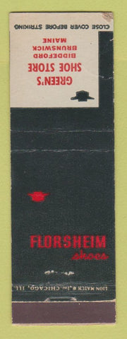 Matchbook Cover - Florsheim Shoes Green's Biddeford Brunswick ME WEAR