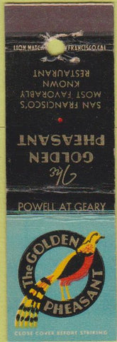 Matchbook Cover - Golden Pheasant San Francisco CA Midget