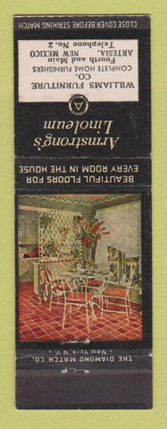 Matchbook Cover - Armstrong's Linoleum Williams Furniture Artesia NM low phone #