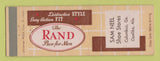 Matchbook Cover - Rand Men's Shoes Sam Neel Columbus GA Opelika AL