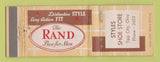 Matchbook Cover - Rand Men's Shoes Styles Tipp City OH WEAR