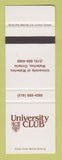 Matchbook Cover - University Club Waterloo ON SAMPLE