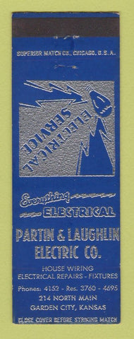 Matchbook Cover - Partin & Laughlin Electric Garden City KS