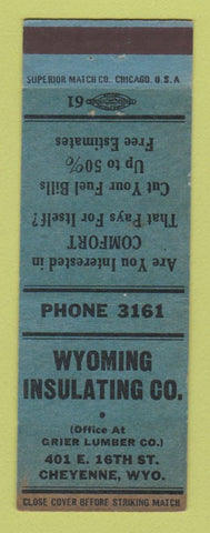 Matchbook Cover - Wyoming Insulating Cheyenne WY BLUE