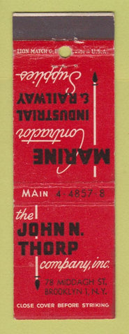 Matchbook Cover - John Thormp Industrial Railway Supply Brooklyn NY
