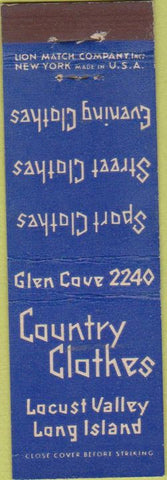 Matchbook Cover - Country Clothes Locust Valley LI NY Midget
