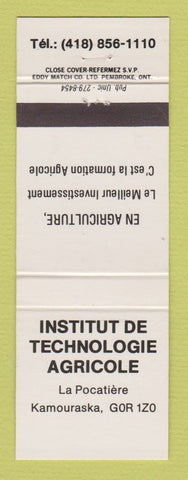Matchbook Cover - Institut De Technologie Agricole La Pocatiere QC