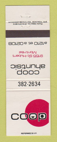 Matchbook Cover - COOP Ahuntsic Montreal QC