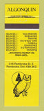 Matchbook Cover - Algonquin Pembroke ON