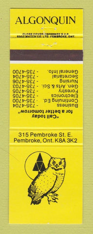 Matchbook Cover - Algonquin Pembroke ON